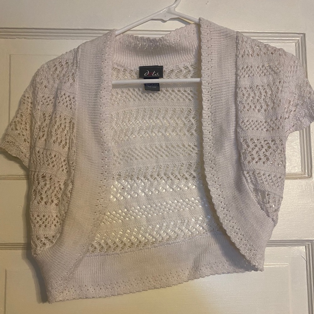 Dots white short sleeve medium cropped sweater